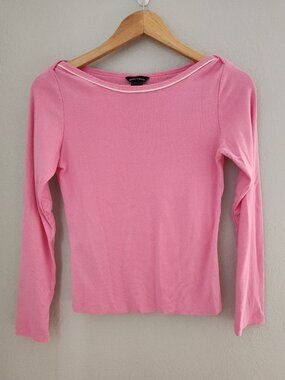 Moda International Pink 100% Cotton Boatneck Long-Sleeved Shirt Womens Medium